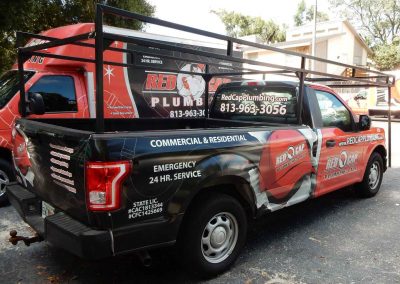 red cap plumbing truck service body and ladder rack